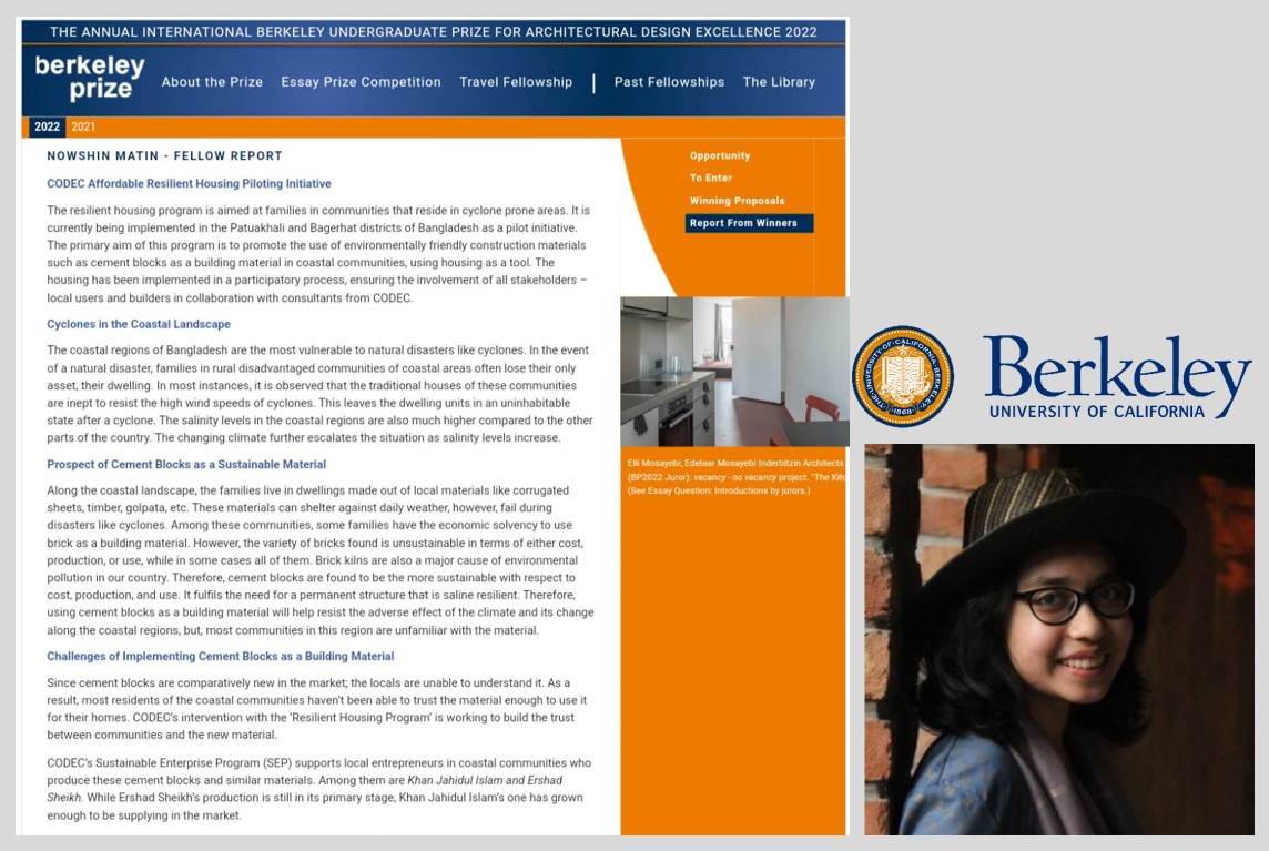 Nowshin Matin (ARCH 03) won the Berkeley essay prize 2022